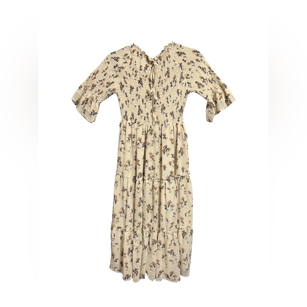 JessaKae Cream Off Shoulder Midi Puff Sleeve Sundress Size S - Picture 3 of 11